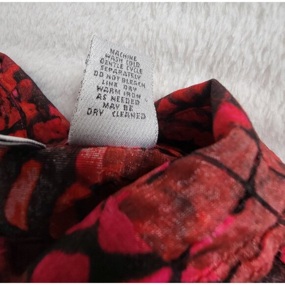 Chico's Womens Red & Black Abstract Button-Up Sheer Shirt Top Size 3 Long Sleeve - Picture 4 of 7